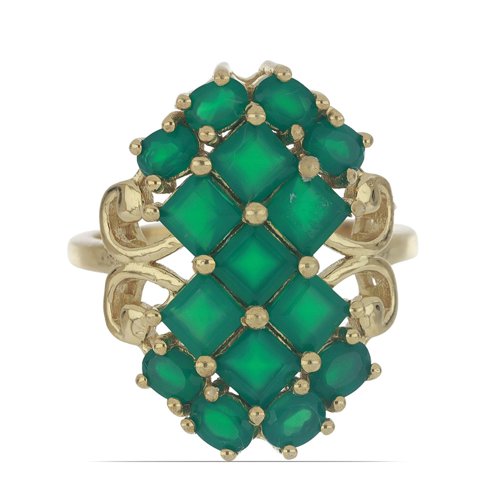 Goldplattierter Silberring mit grünem Achat