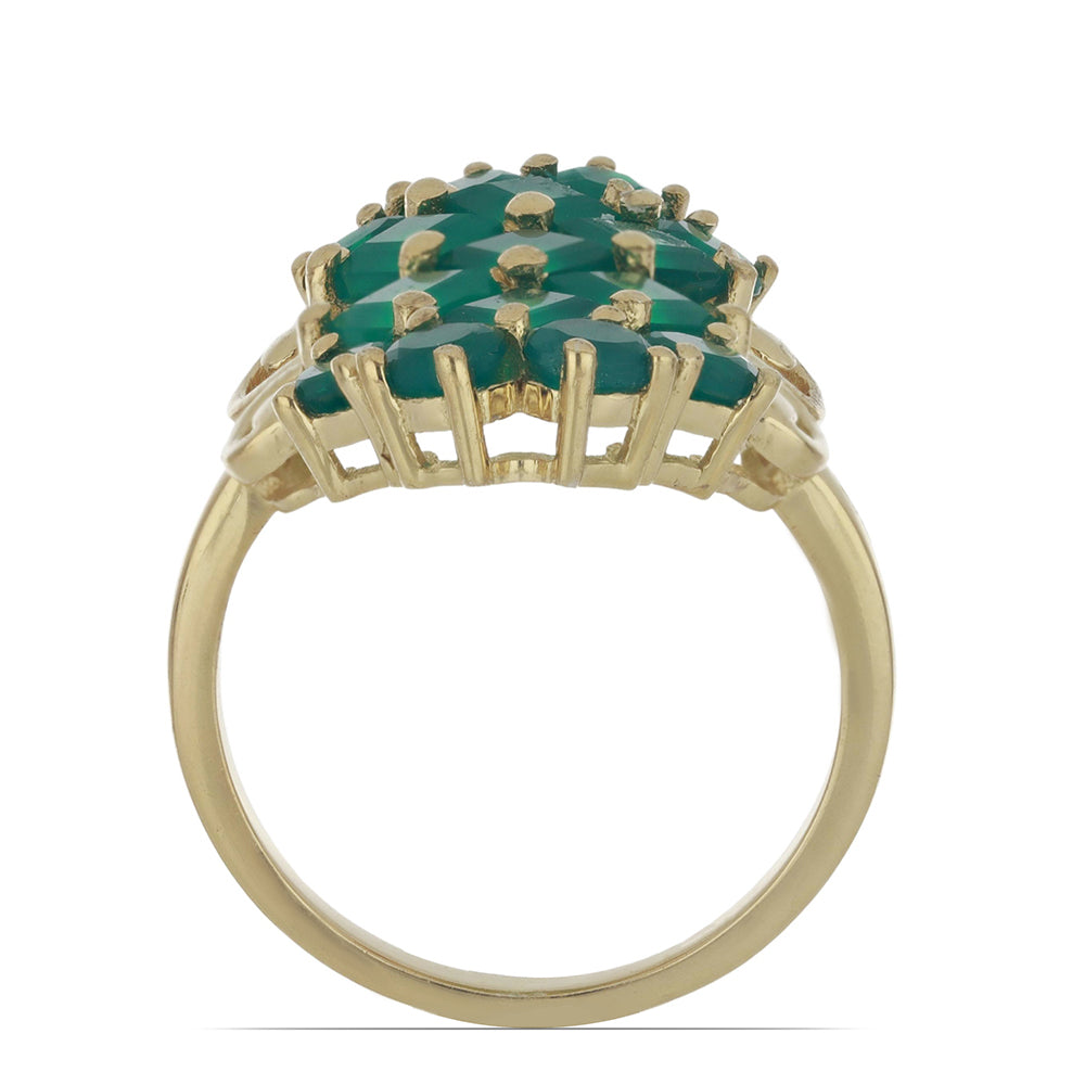 Goldplattierter Silberring mit grünem Achat 2 