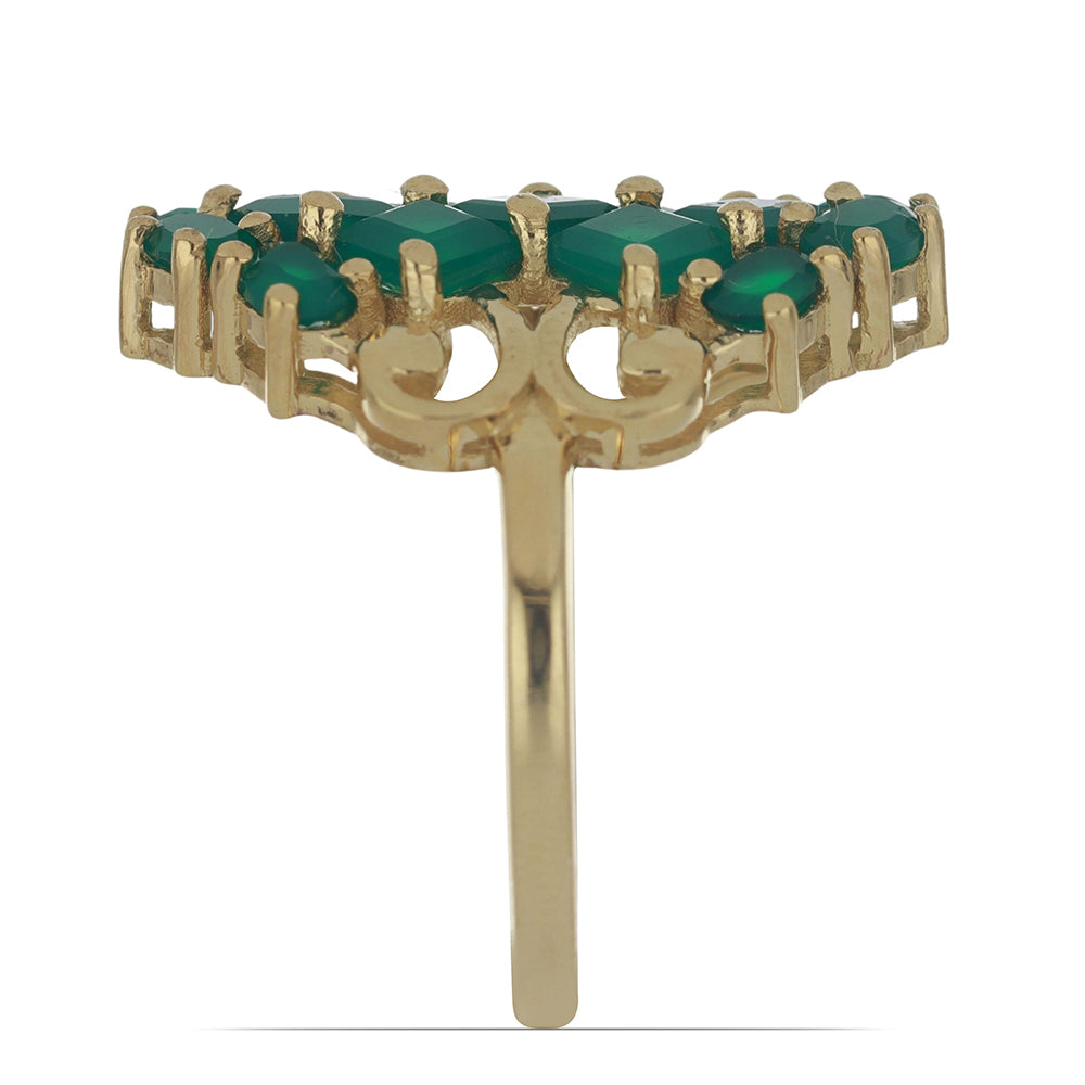 Goldplattierter Silberring mit grünem Achat 4 