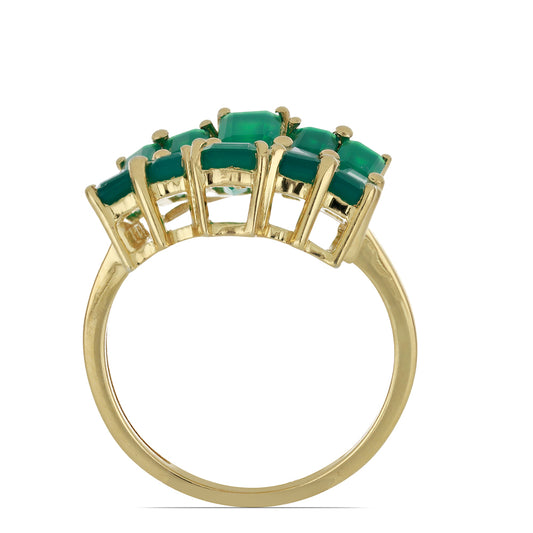 Goldplattierter Silberring mit grünem Achat