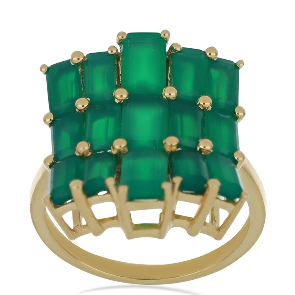 Goldplattierter Silberring mit grünem Achat