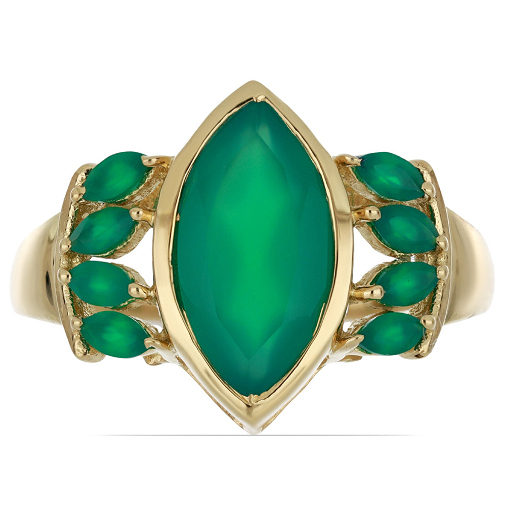 Goldplattierter Silberring mit grünem Achat 1 