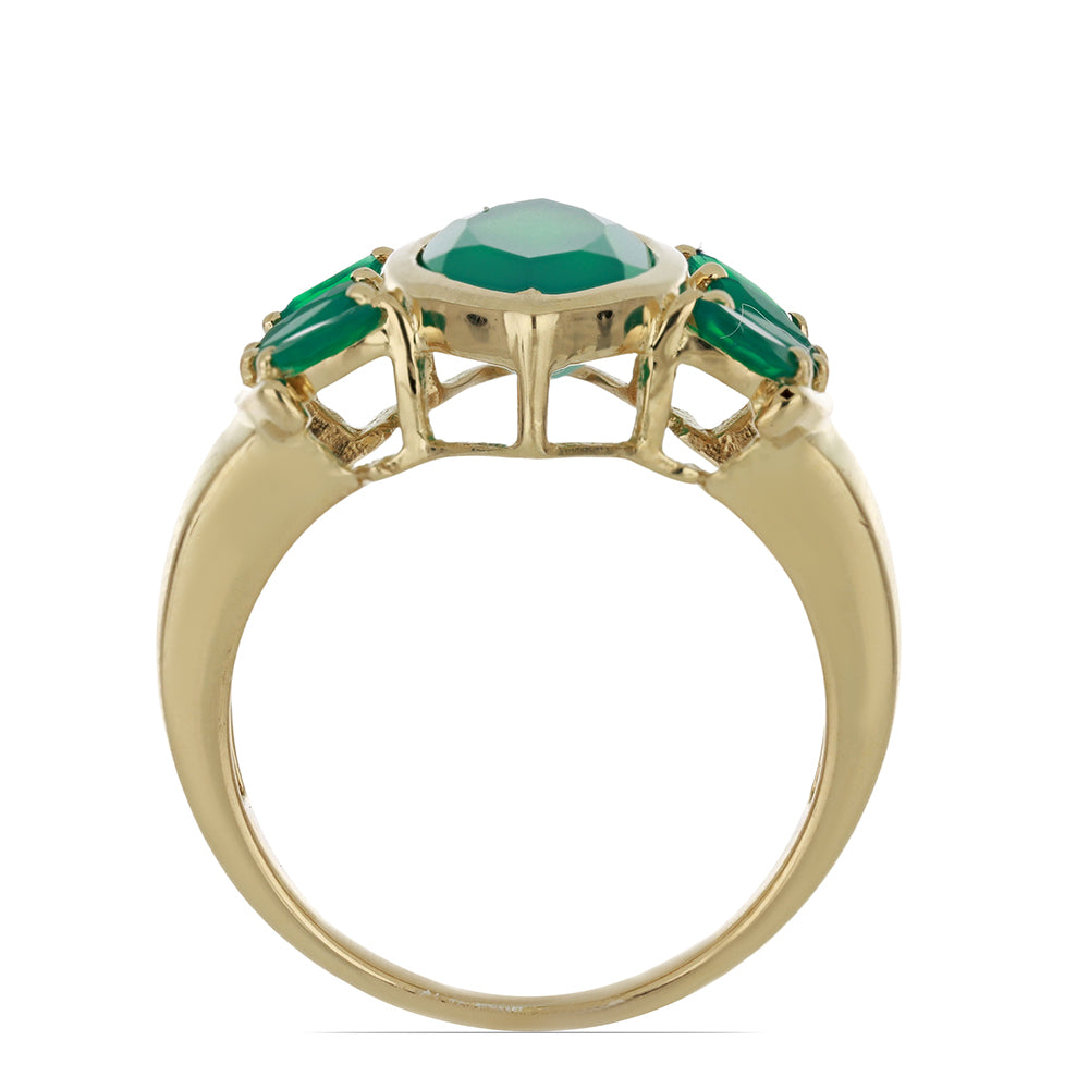 Goldplattierter Silberring mit grünem Achat 2 