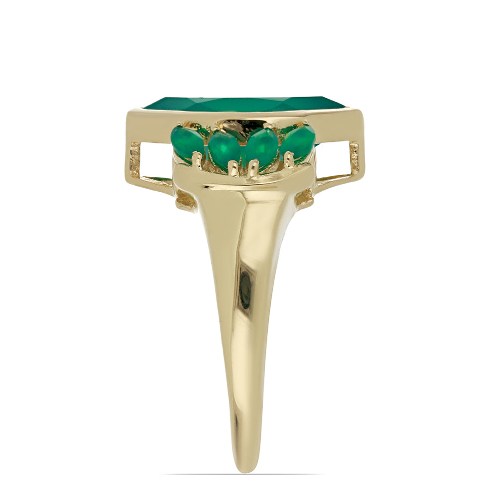 Goldplattierter Silberring mit grünem Achat 4 