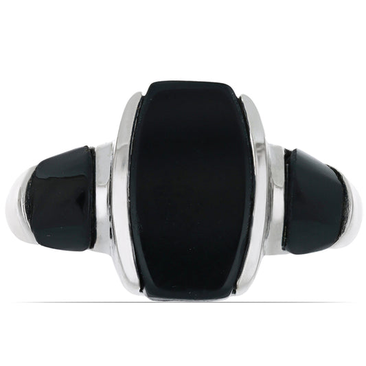 Silberring mit schwarzem Onyx aus Suwar
