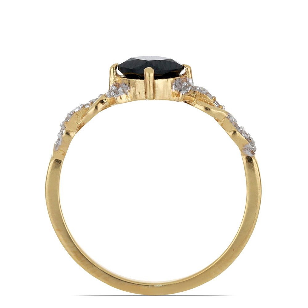 Goldplattierter Silberring mit schwarzem Onyx aus Suwar und weißem Topas