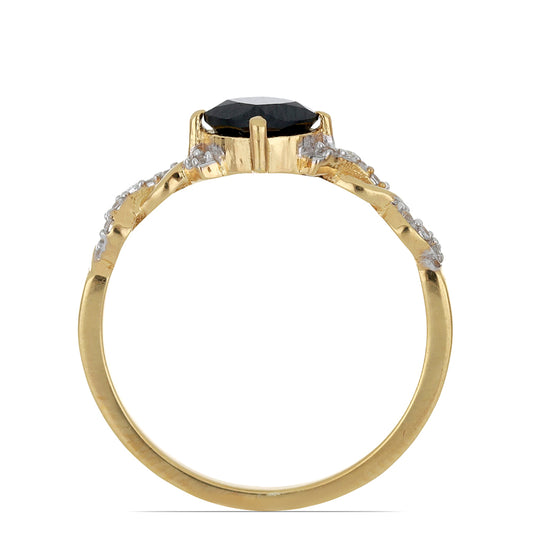 Goldplattierter Silberring mit schwarzem Onyx aus Suwar und weißem Topas