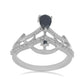Silberring mit schwarzem Onyx aus Suwar und weißem Topas