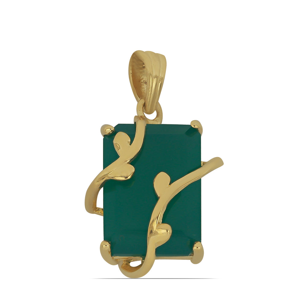Goldplattierter Silberanhänger mit grünem Achat 1 