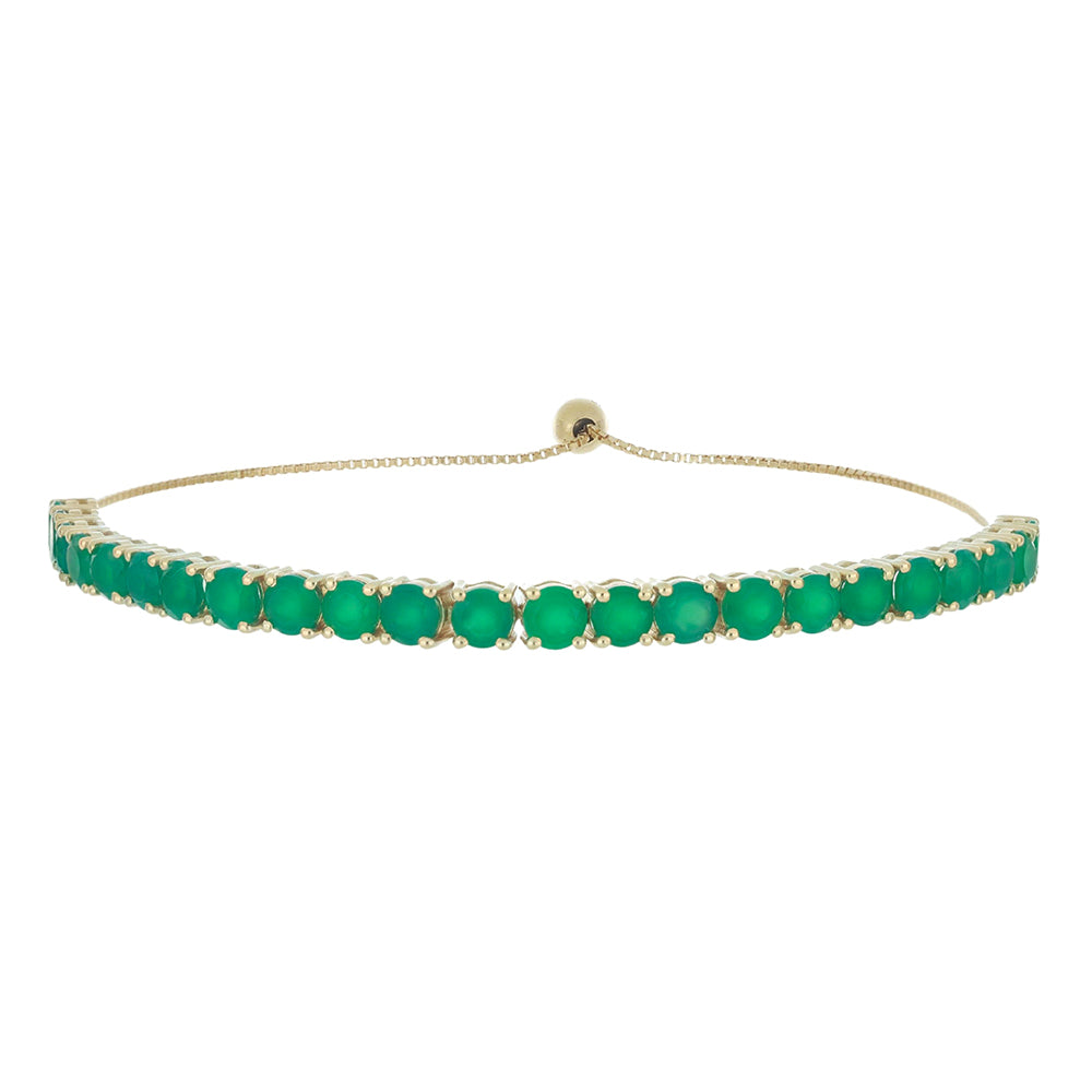 Goldplattiertes Silberarmband mit grünem Achat 1 