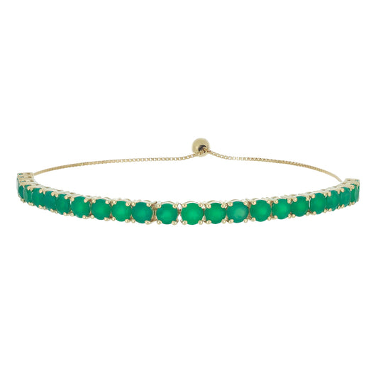 Goldplattiertes Silberarmband mit grünem Achat