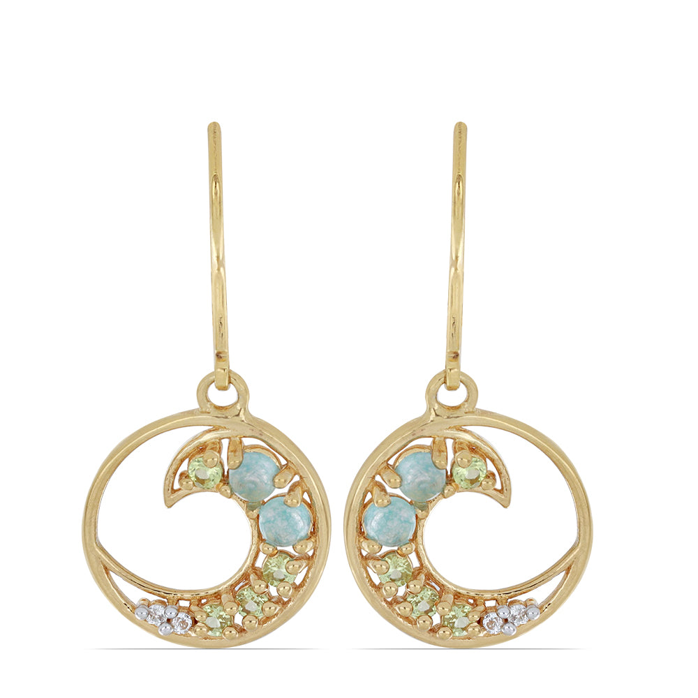 Goldplattierte Silberohrringe mit Peridot aus Changbai 1 