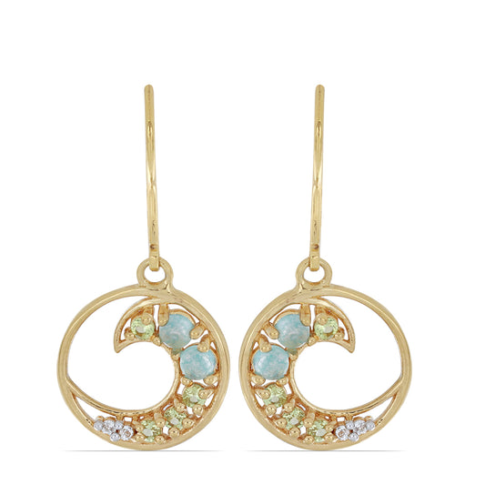 Goldplattierte Silberohrringe mit Peridot aus Changbai