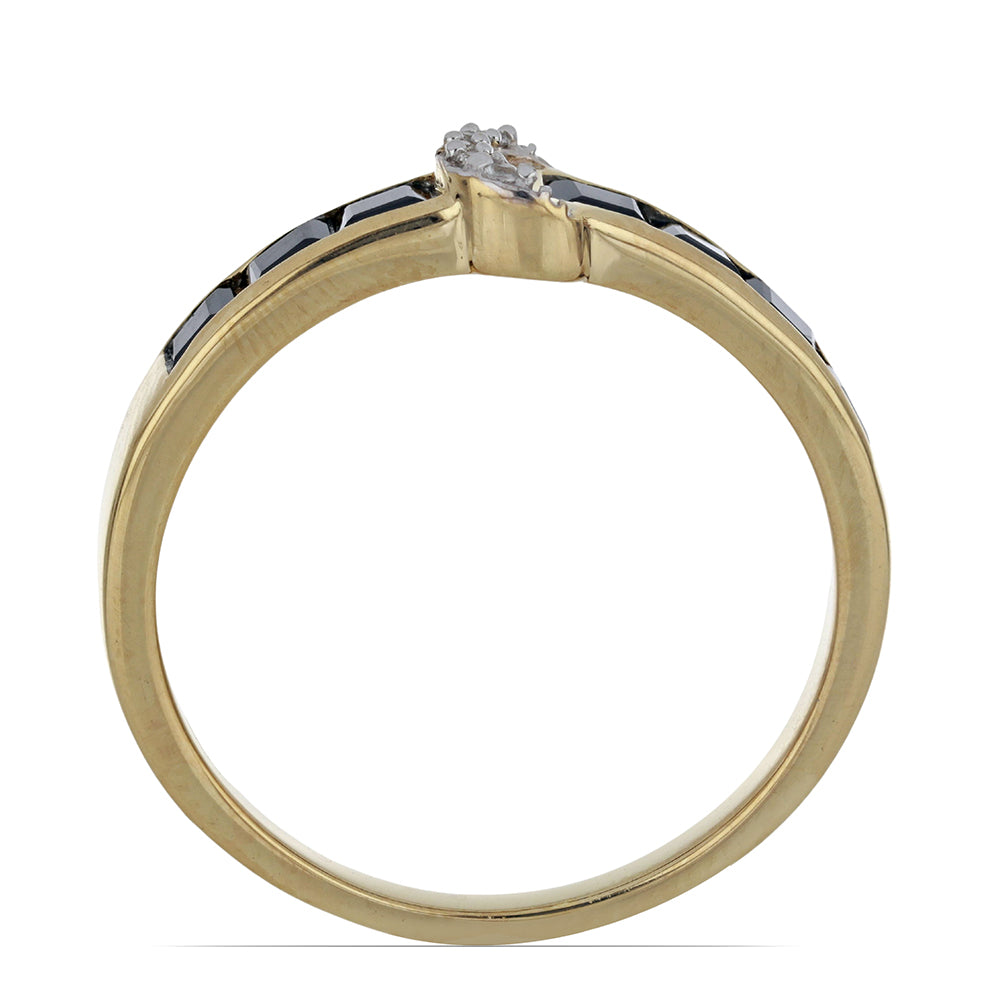 Goldplattierter Silberring mit schwarzem Onyx aus Suwar und weißem Topas 2 