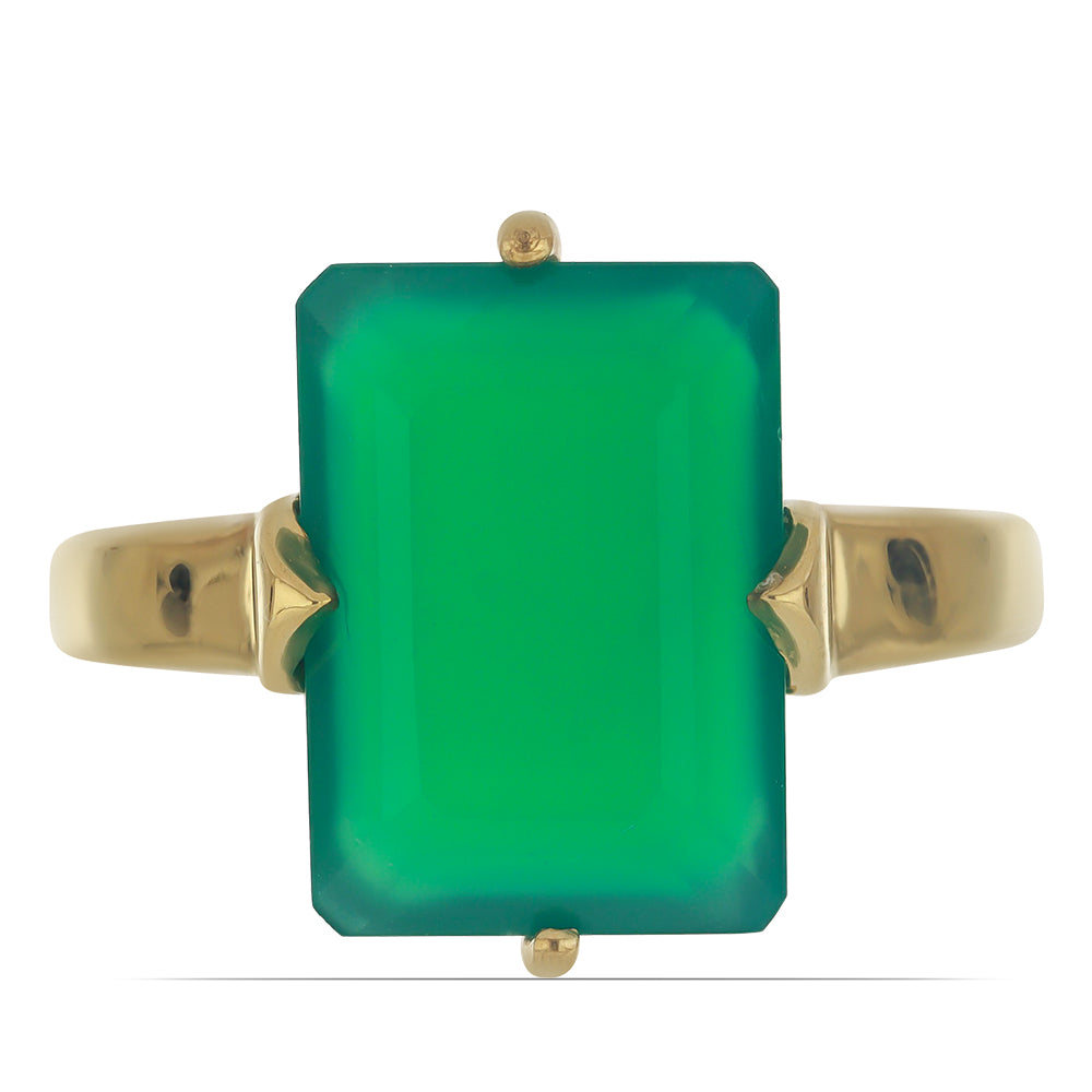 Goldplattierter Silberring mit grünem Achat 1 