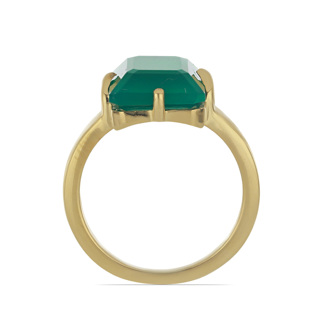 Goldplattierter Silberring mit grünem Achat