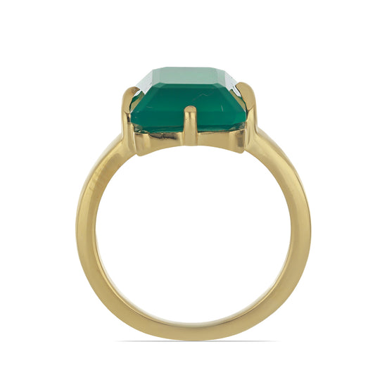 Goldplattierter Silberring mit grünem Achat