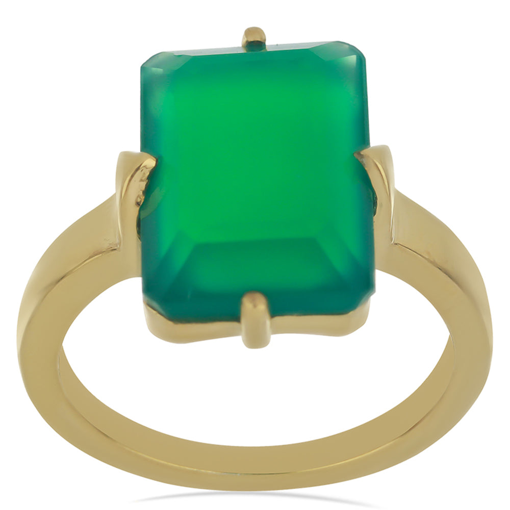 Goldplattierter Silberring mit grünem Achat 3 