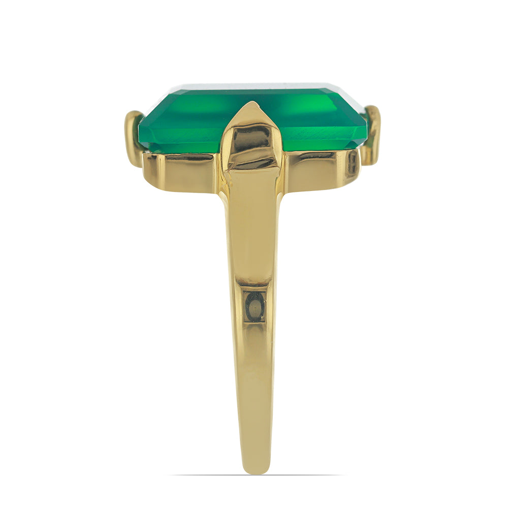 Goldplattierter Silberring mit grünem Achat 4 