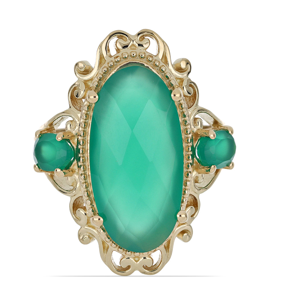 Goldplattierter Silberring mit grünem Achat