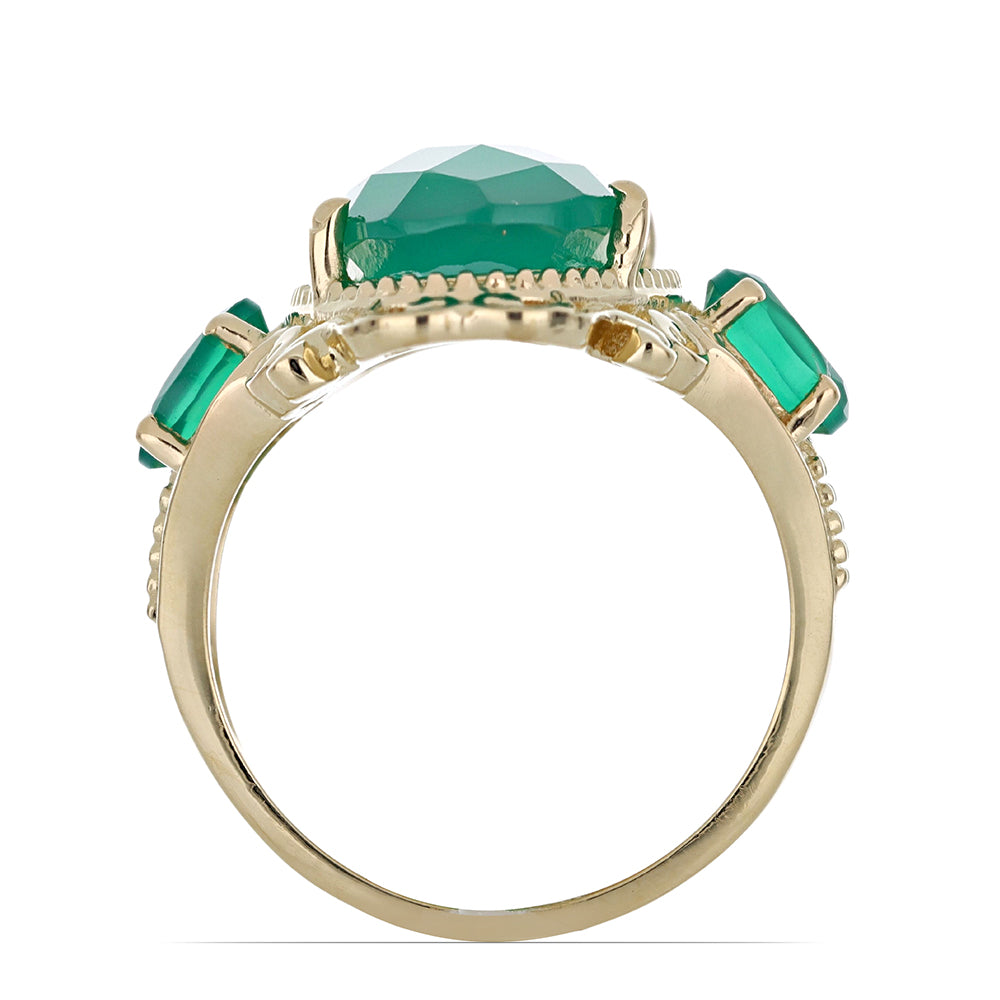 Goldplattierter Silberring mit grünem Achat 2 