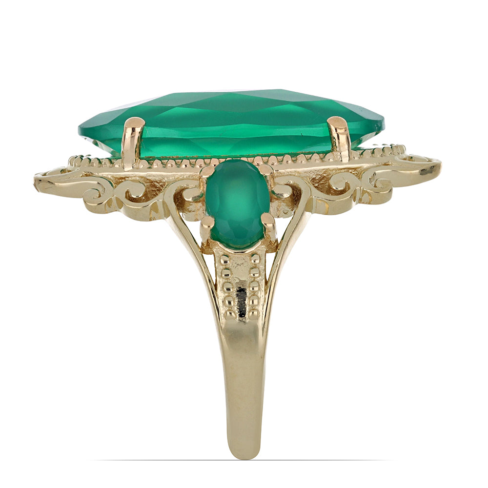 Goldplattierter Silberring mit grünem Achat