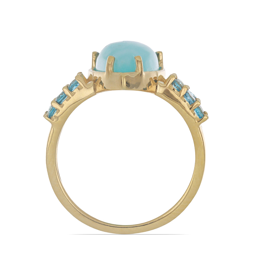 Goldplattierter Silberring mit schweizerischem Blautopas