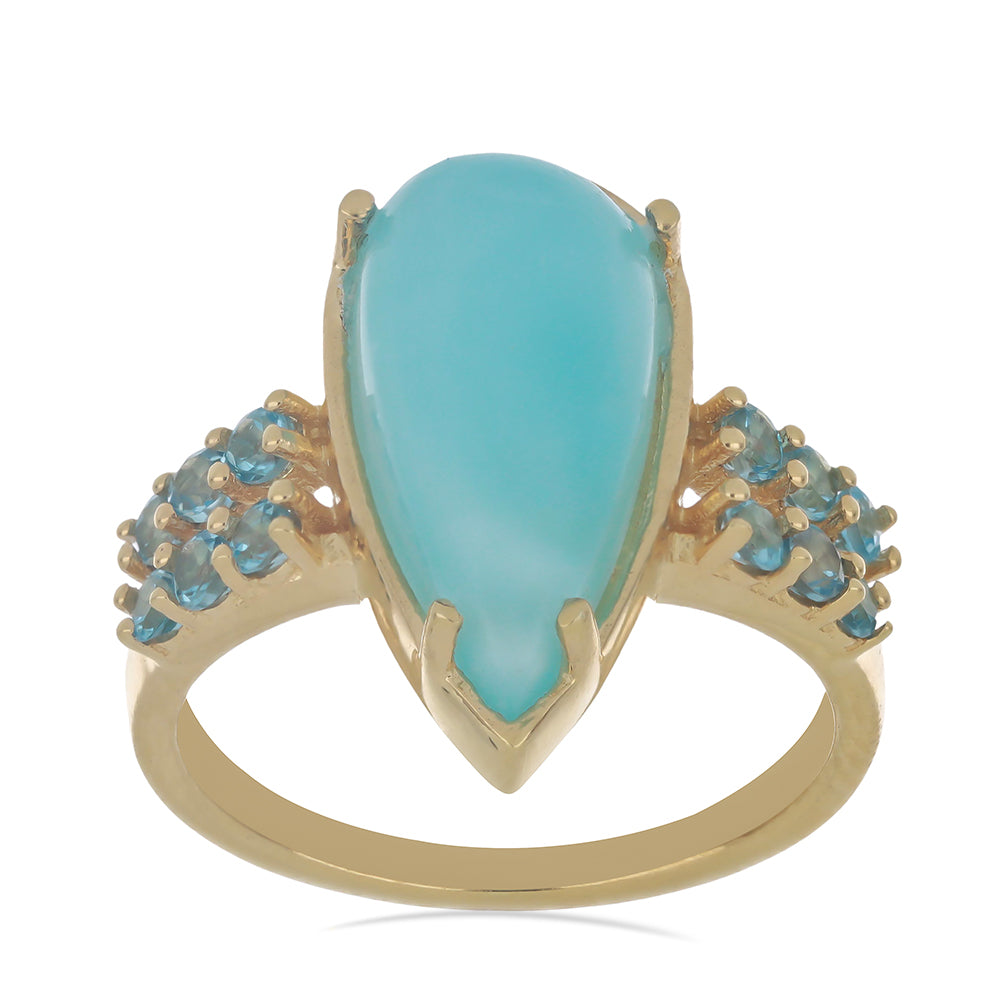 Goldplattierter Silberring mit schweizerischem Blautopas 3 