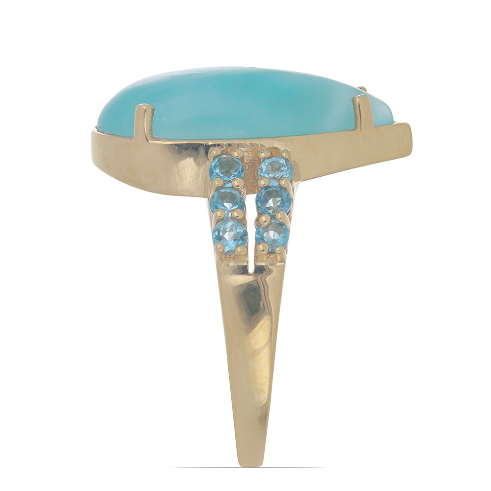 Goldplattierter Silberring mit schweizerischem Blautopas