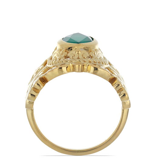 Goldplattierter Silberring mit grünem Achat