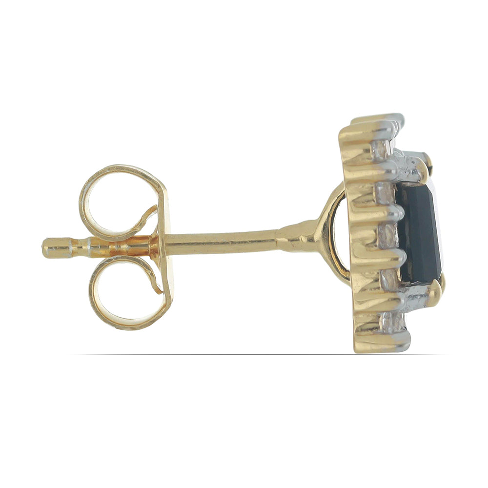 Goldplattierte Silberohrringe mit schwarzem Onyx aus Suwar und weißem Topas 2 