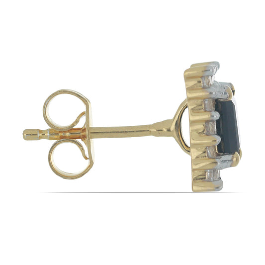 Goldplattierte Silberohrringe mit schwarzem Onyx aus Suwar und weißem Topas