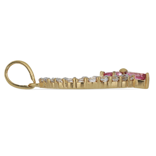 Goldplattierter Silberanhänger mit rosa Topas und weißem Topas