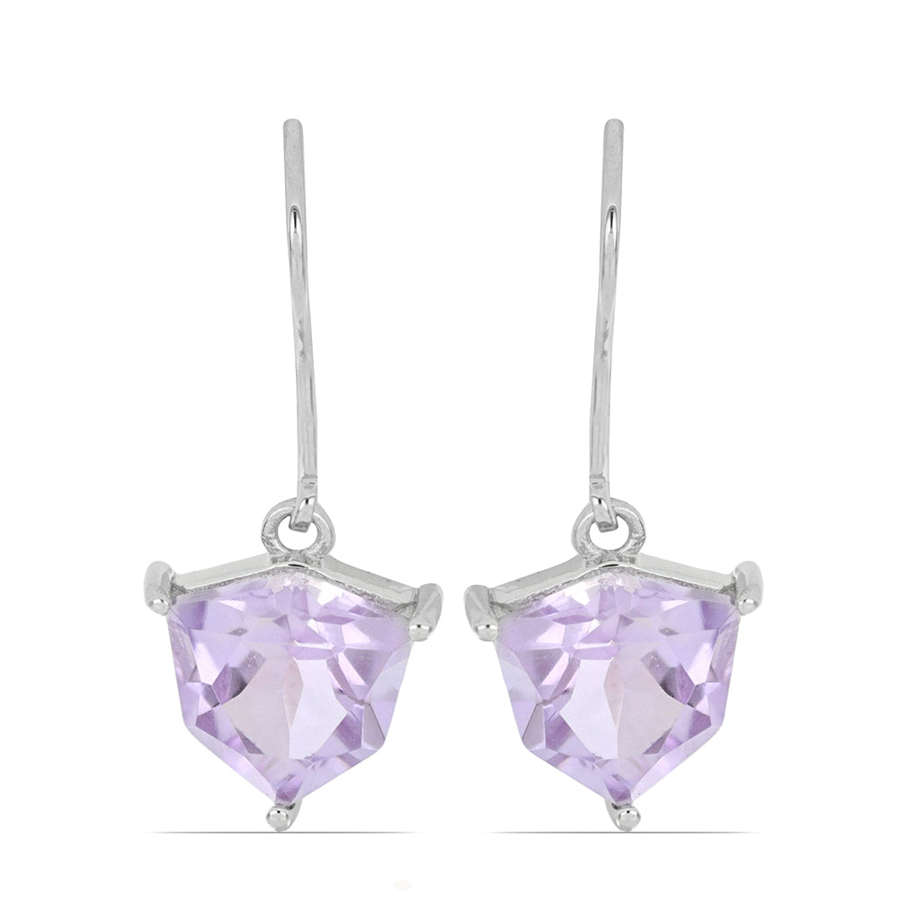 Silberohrringe mit Rose De France Amethyst