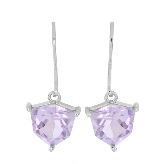 Silberohrringe mit Rose De France Amethyst