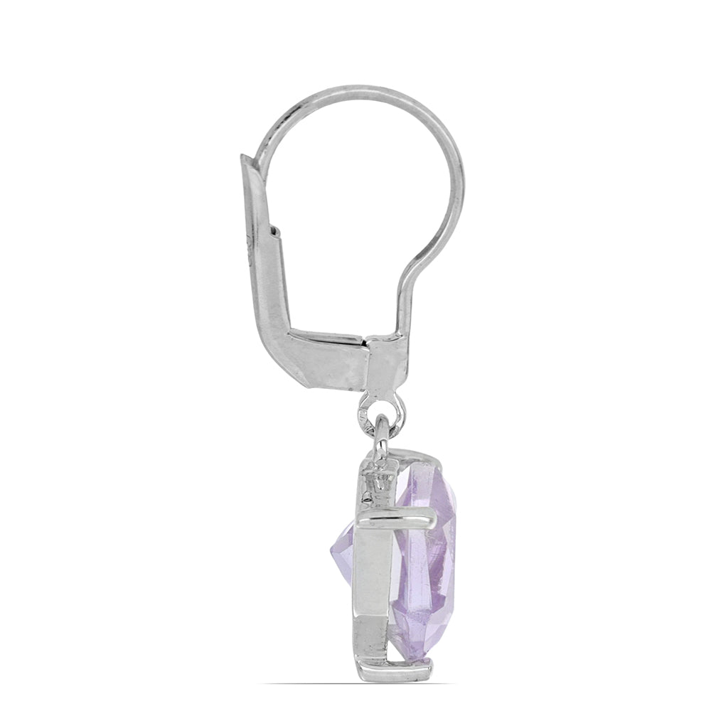 Silberohrringe mit Rose De France Amethyst 2 