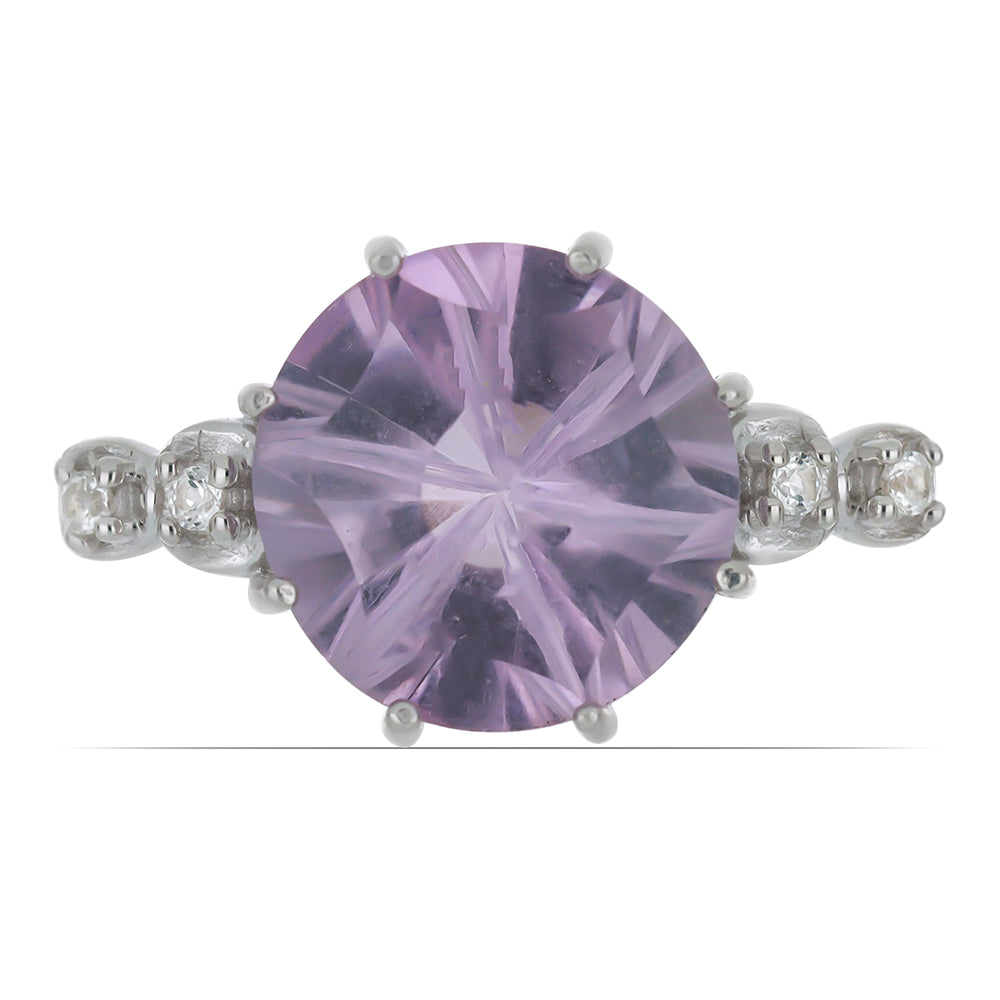 Silberring mit Rose De France Amethyst und weißem Topas 1 