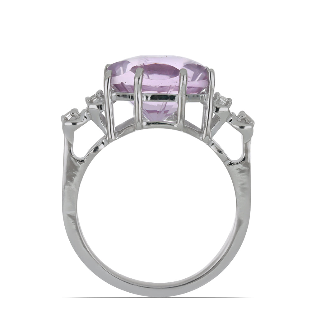 Silberring mit Rose De France Amethyst und weißem Topas 2 