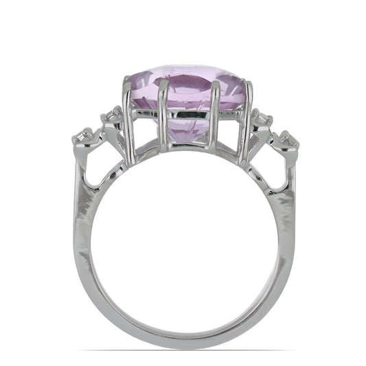 Silberring mit Rose De France Amethyst und weißem Topas