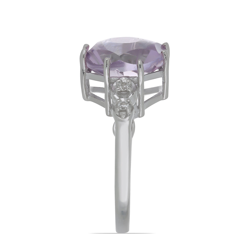 Silberring mit Rose De France Amethyst und weißem Topas 4 