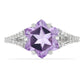 Silberring mit Rose De France Amethyst und weißem Topas