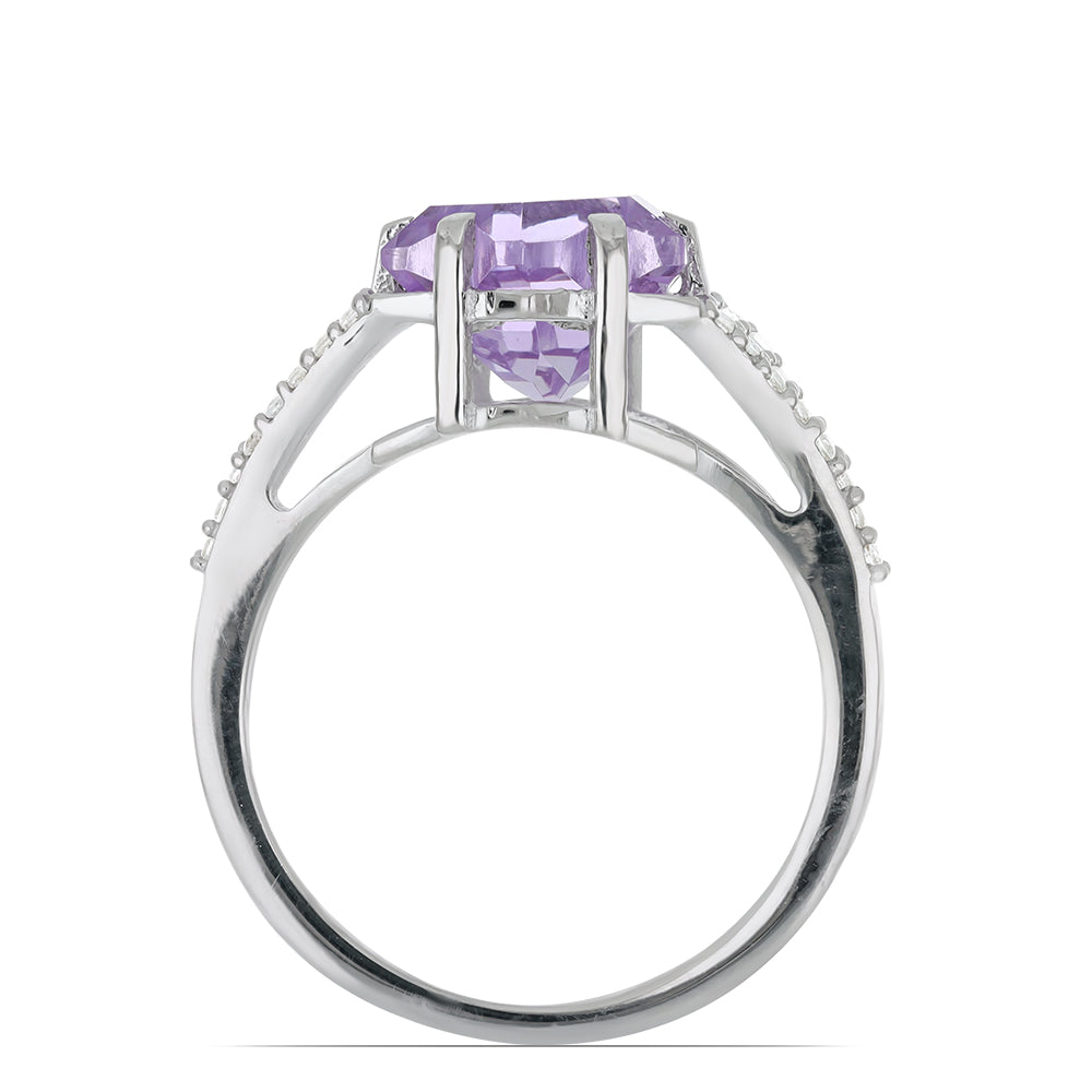 Silberring mit Rose De France Amethyst und weißem Topas 2 