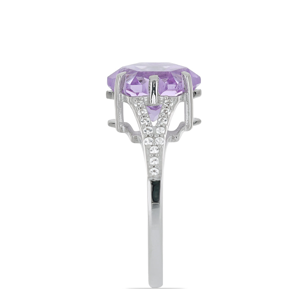 Silberring mit Rose De France Amethyst und weißem Topas 4 