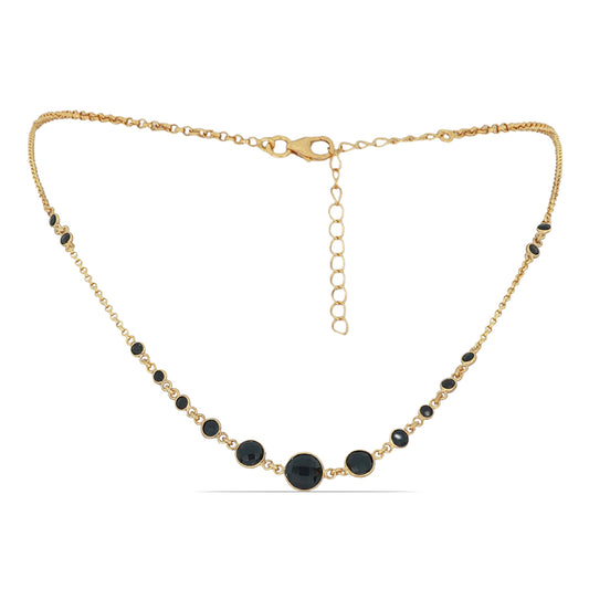 Goldplattierte Silberhalskette mit schwarzem Onyx aus Suwar