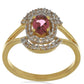 Goldplattierter Silberring mit Rubellit aus Cruzeiro und weißem Topas