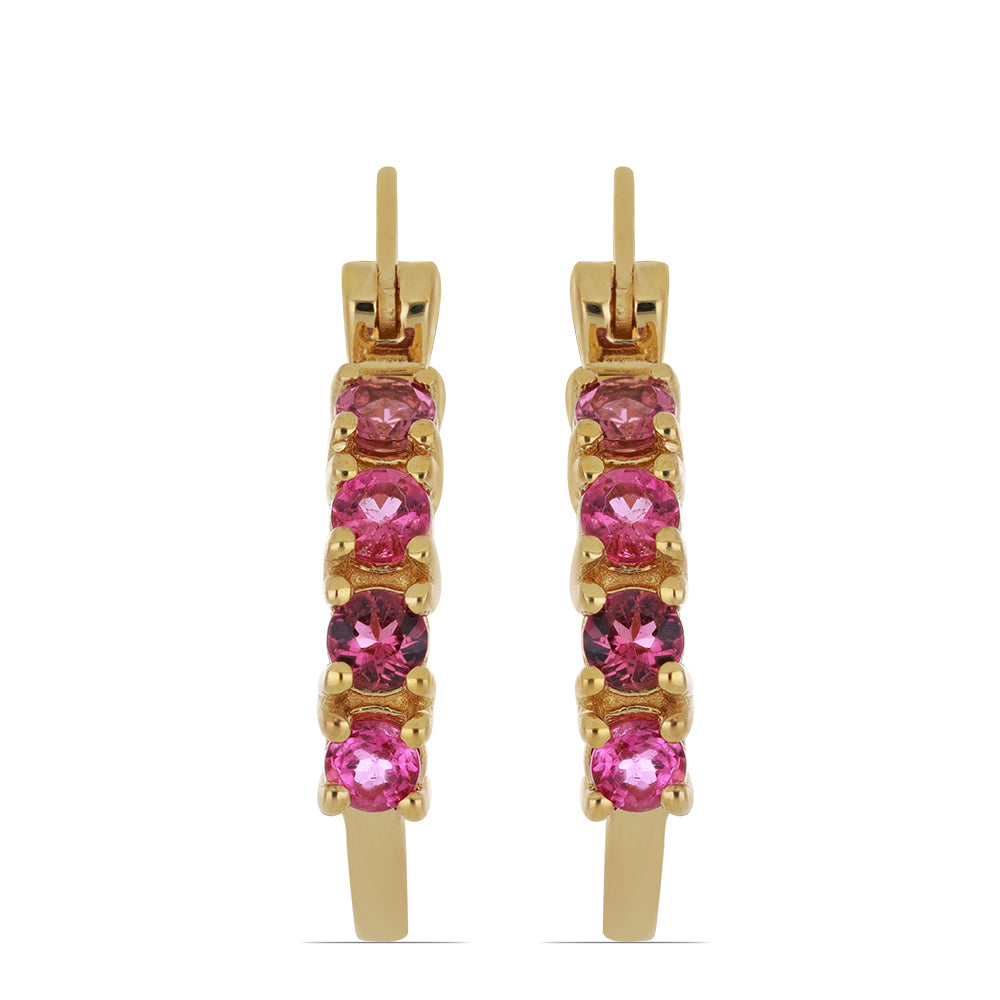 Goldplattierte Silberohrringe mit Rubellit aus Cruzeiro 1 
