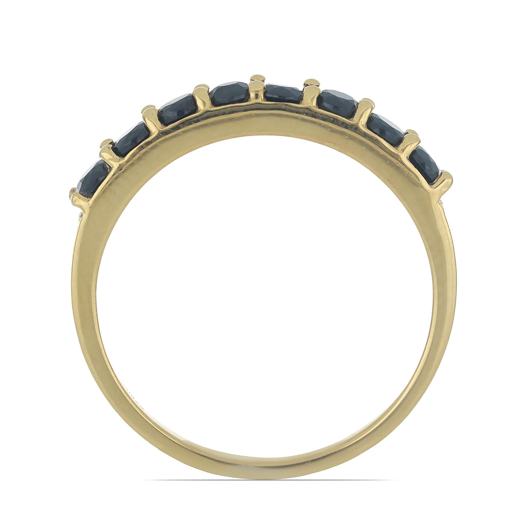 Goldplattierter Silberring mit schwarzem Onyx aus Suwar