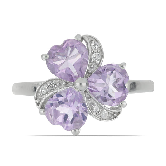 Silberring mit Rose De France Amethyst und weißem Topas