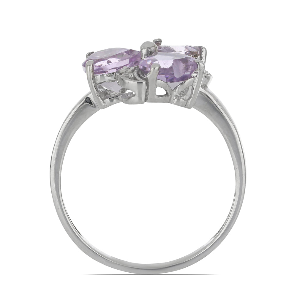 Silberring mit Rose De France Amethyst und weißem Topas 2 
