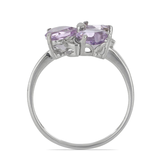 Silberring mit Rose De France Amethyst und weißem Topas
